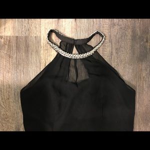 David’s Bridal Black Formal Dress w/ Jeweled Neck